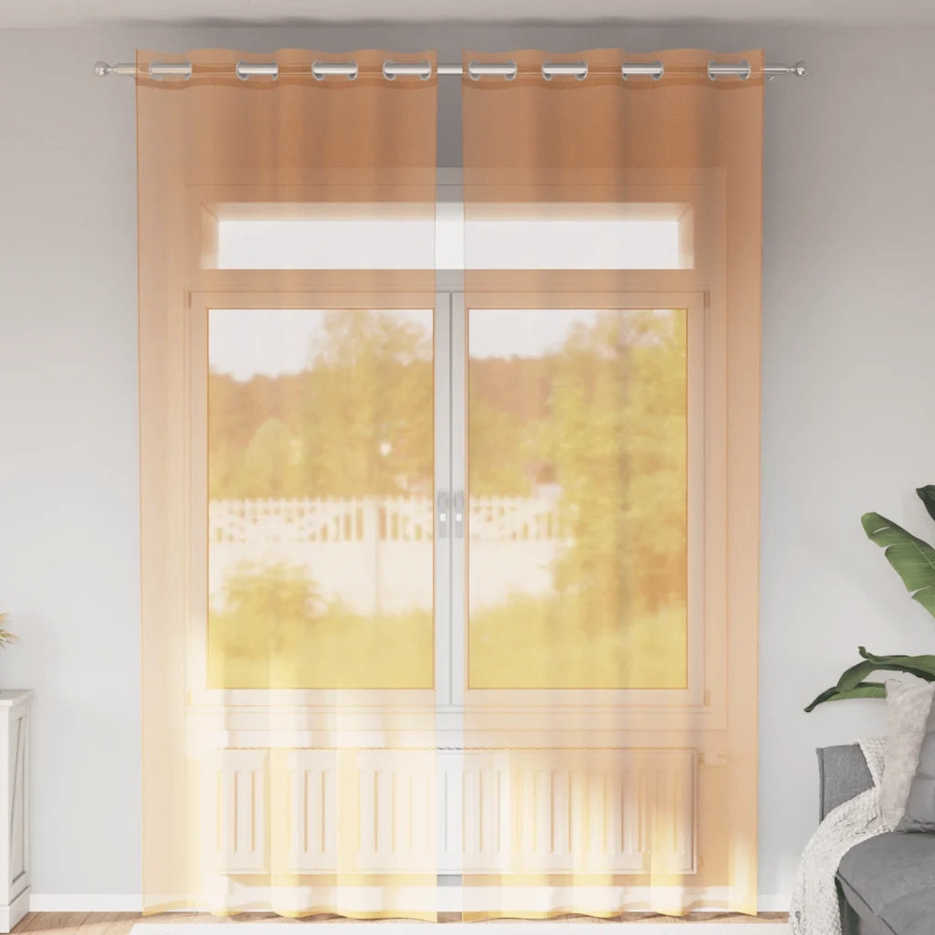 vidaXL Tende in Voile con Occhielli 2 pz Arancio 140x260 cm