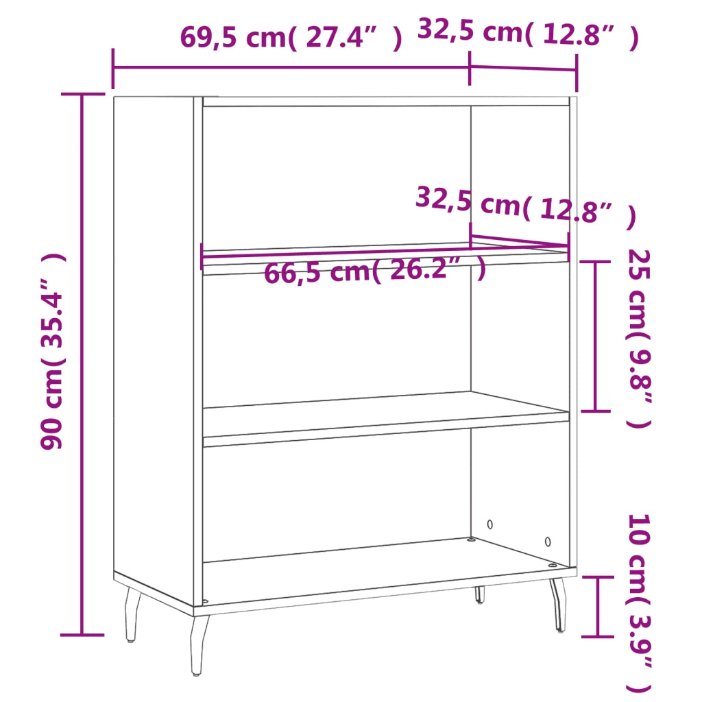 Scaffale Grigio Sonoma 69,5x32,5x90 cm in Legno Multistrato 828386