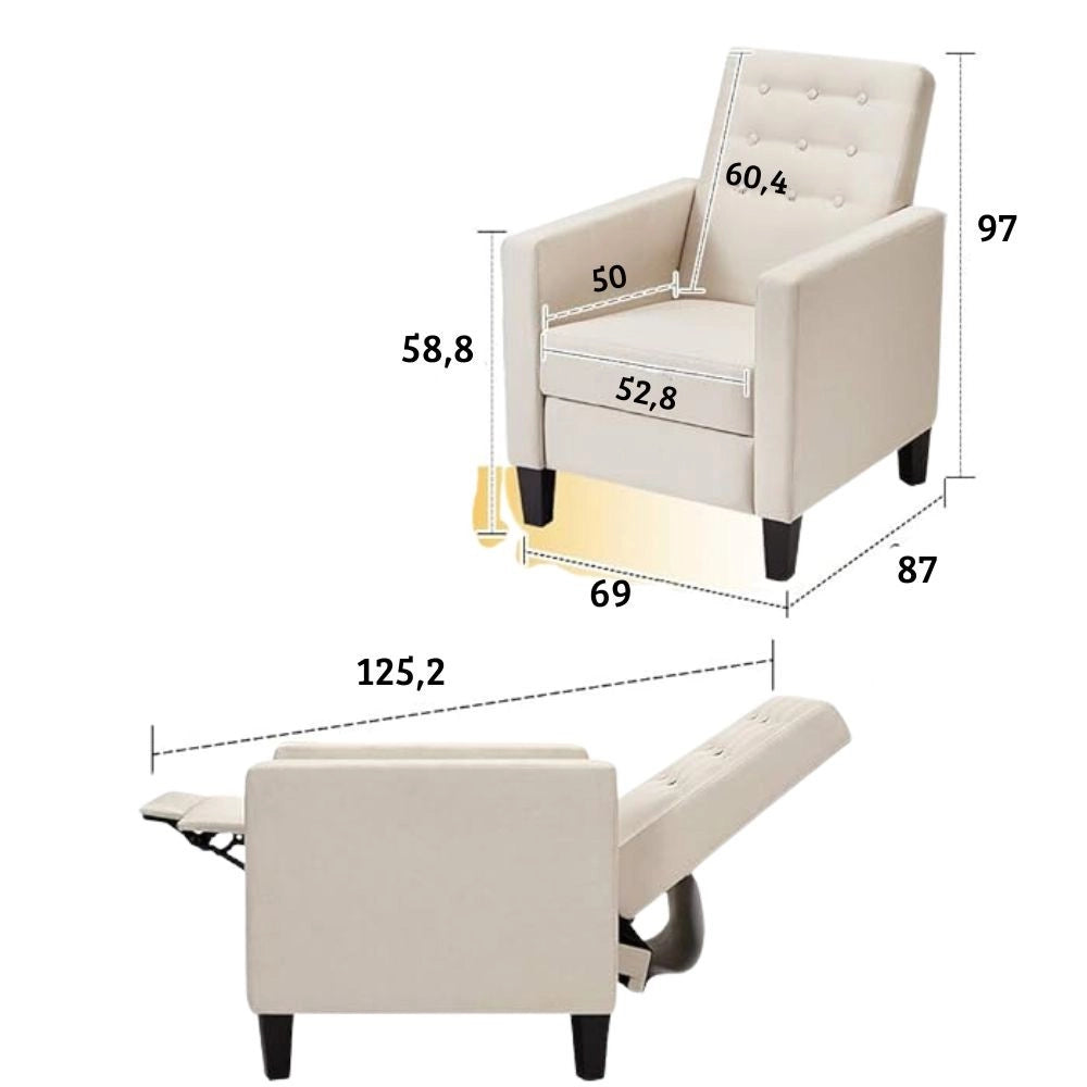 Poltrona recliner con massaggio Malea tessuto blu