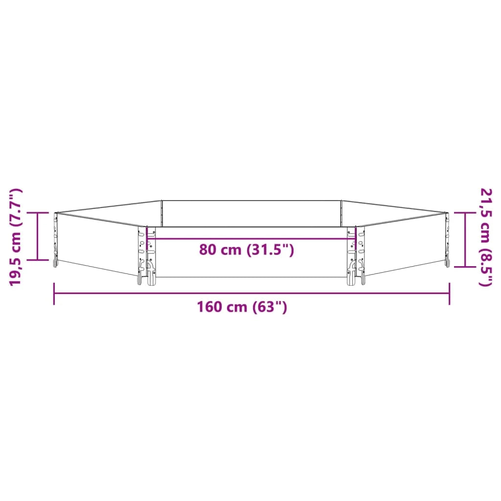 Fioriera/aiuola esagonale per piante fiori e patio/giardino 160 x 160 cm legno massello di pino nero 02_0039881