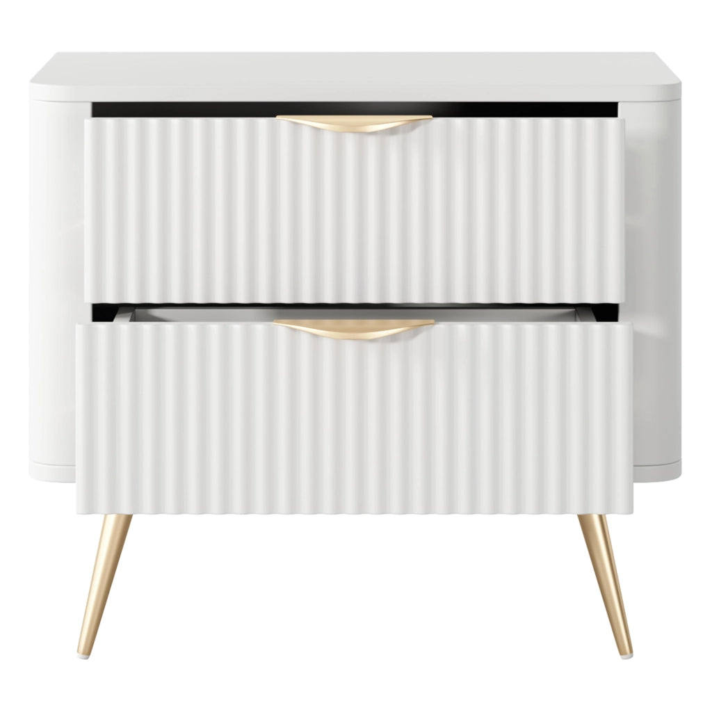 Baari, Comodino 2 Cassetti, 63x38x55h cm Bianco