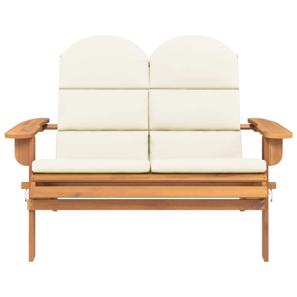 Panca da giardino mobili da giardino per esterni Terrazza Adirondack e cuscini 126 cm in legno massello di acacia 02_0011339