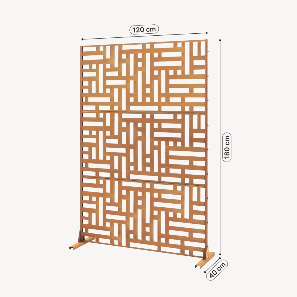 Pannello Divisorio Bernalda Struttura Traforata in Acciaio Corten 180 x 120 cm Marrone Ossidato casa.pro