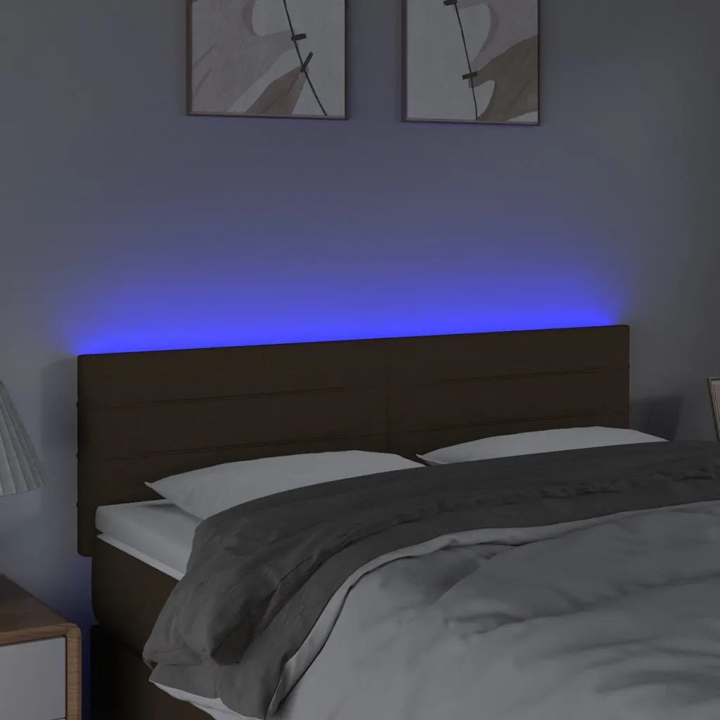Testiera | Testata a LED Marrone Scuro 144x5x78/88 cm in Tessuto