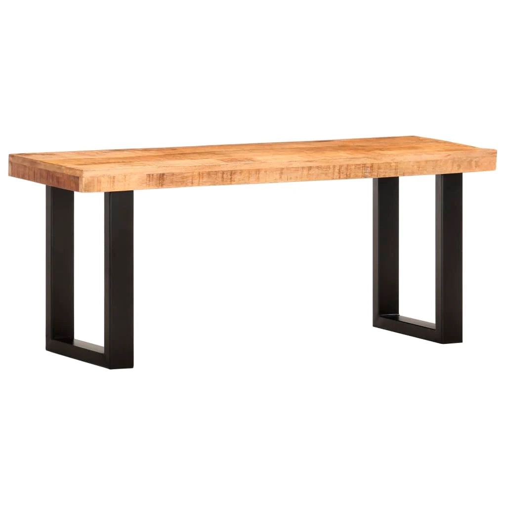 Panca 110 x 35 x 46 cm legno massello di mango grezzo e acciaio 02_0010929