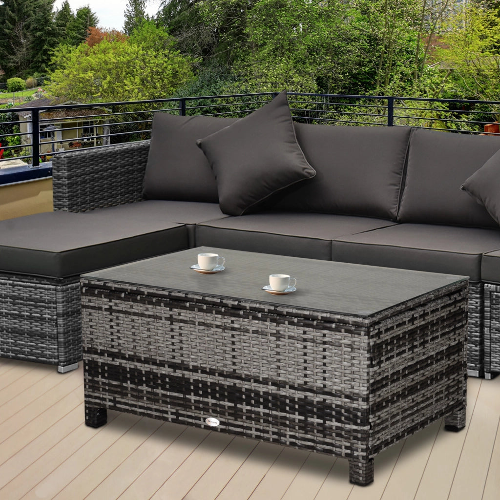 Tavolino da giardino ¨C zephmum ¨C Polyrattan grigio 85x50x39 cm