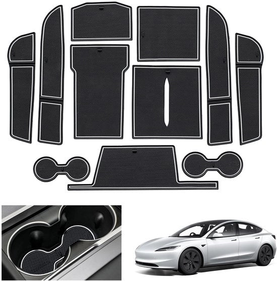 Antislipmattone per Tesla Model 3 2024 2025, Antislipmattone per Tesla Model 3 Highland 2024, Mattone per console centrale, Mattone per box di ripostiglio, Mattone per deur a nastro (bianco)