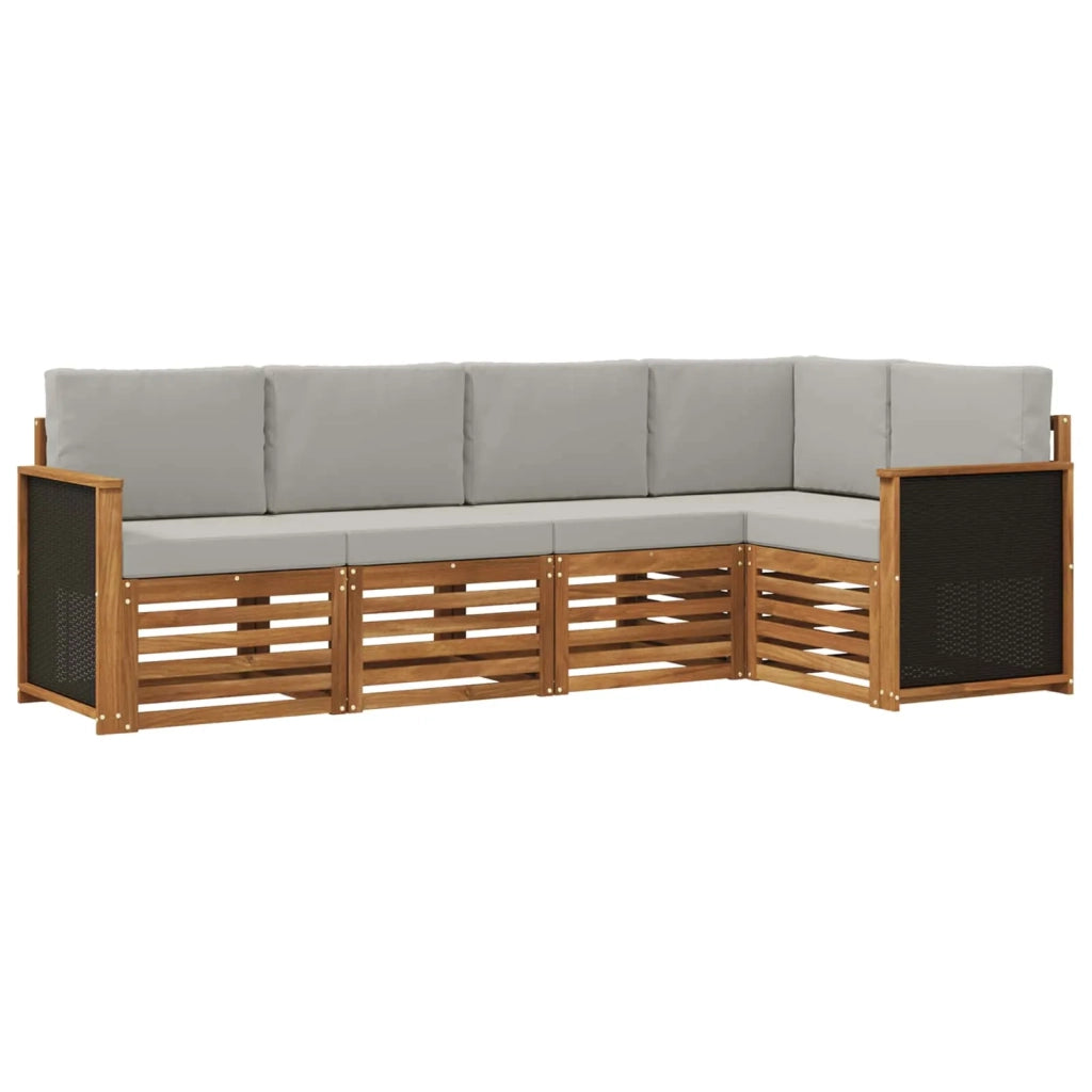 Set divano sezionale con cuscino 4 pcs Naturale e Grigio Chiaro 3384342