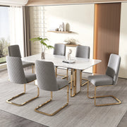 SEDIA da pranzo in velluto grigio con gambe in metallo dorato Set da 6 pezzi