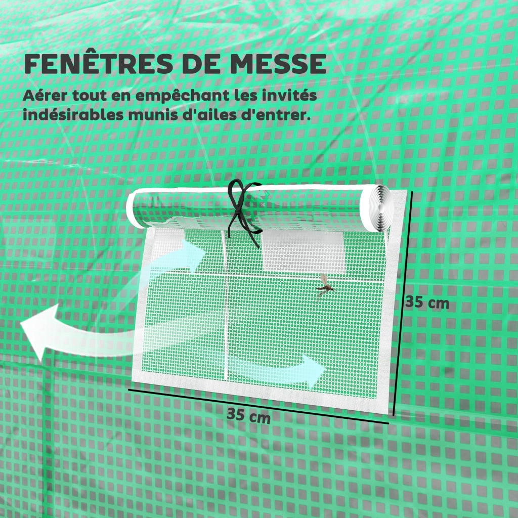 Serra Tunnel da Giardino 24m2 ¨C Xylo ¨C 8x3x2m Acciaio Galvanizzato Verde con 16 Finestre