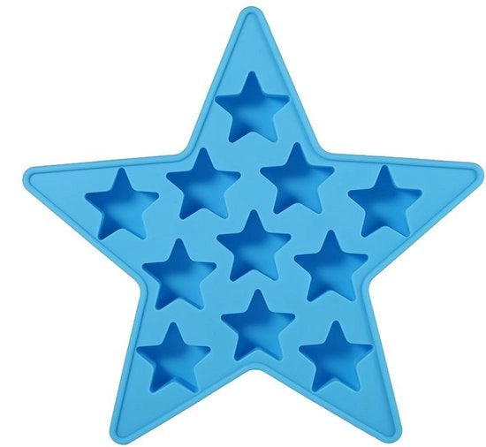 Scatola per cubetti di ghiaccio a forma di stella - Sicuro e alimentare silicone - Blu - Ideale per feste - Facile e creativo fare il ghiaccio - Perfetto per