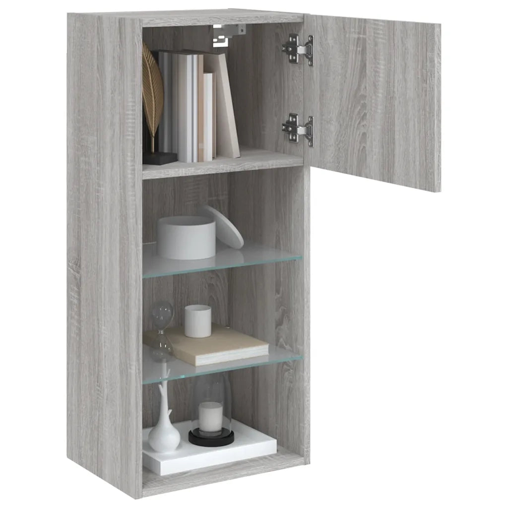 Mobile TV con Luci LED Grigio Sonoma 40,5x30x90 cm 837053