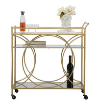 Carrello Infinity 80x40x80 cm in Ferro MDF e Specchio Oro