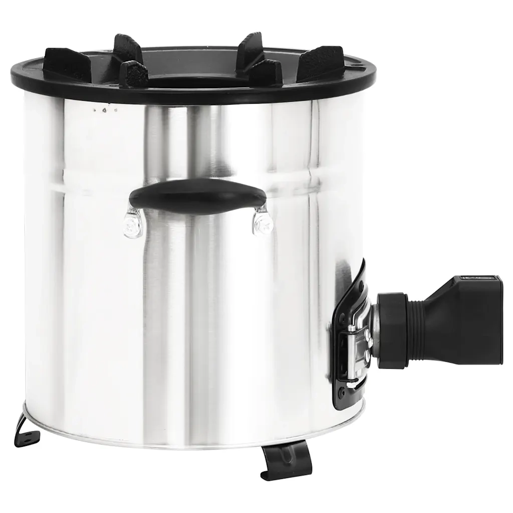 Stufa a Legna con Ventola USB Argento 35,5x26x28cm Acciaio Inox 319443