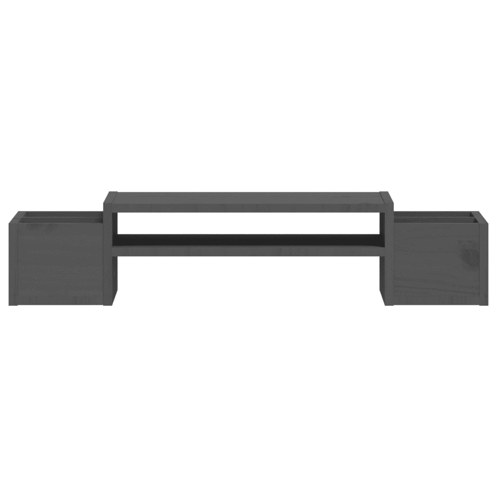 Supporto per Monitor Grigio 70x27,5x15cm Legno Massello di Pino 813966