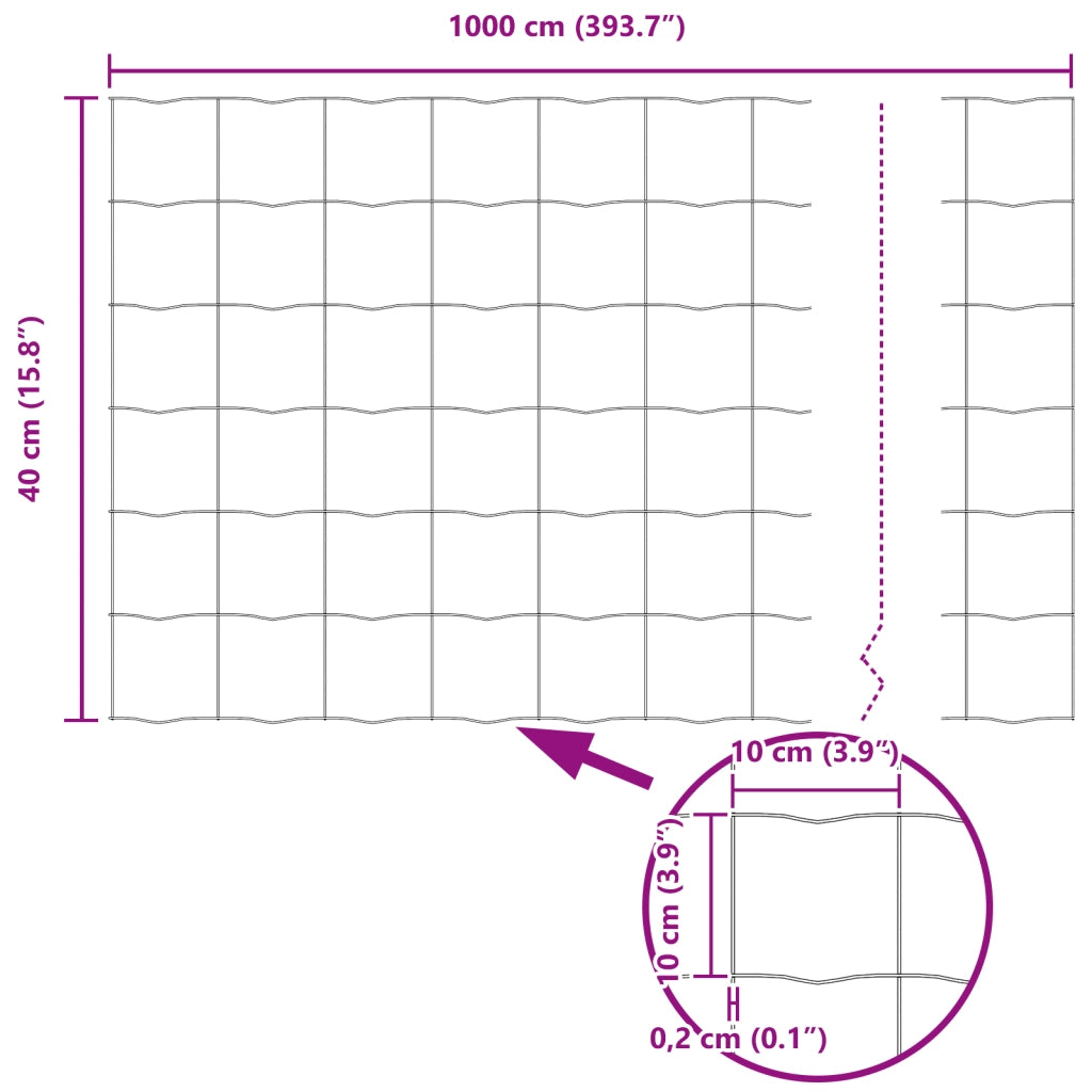 Euro Fence Grigia 0.4x10 m Acciaio