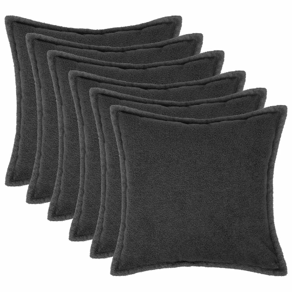Federa 6 pcs HOUTEN Grigio Scuro 70 x 70 cm Bouclé 921364