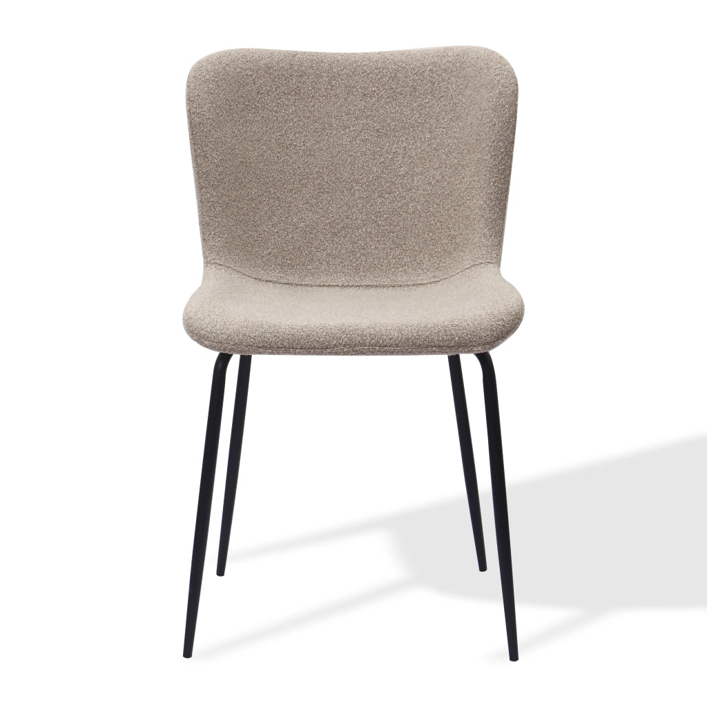 Sedia da pranzo Set da 2 con Schienale Alto Arrotondato e Design Ergonomico, in Tessuto e Metallo, Cachi