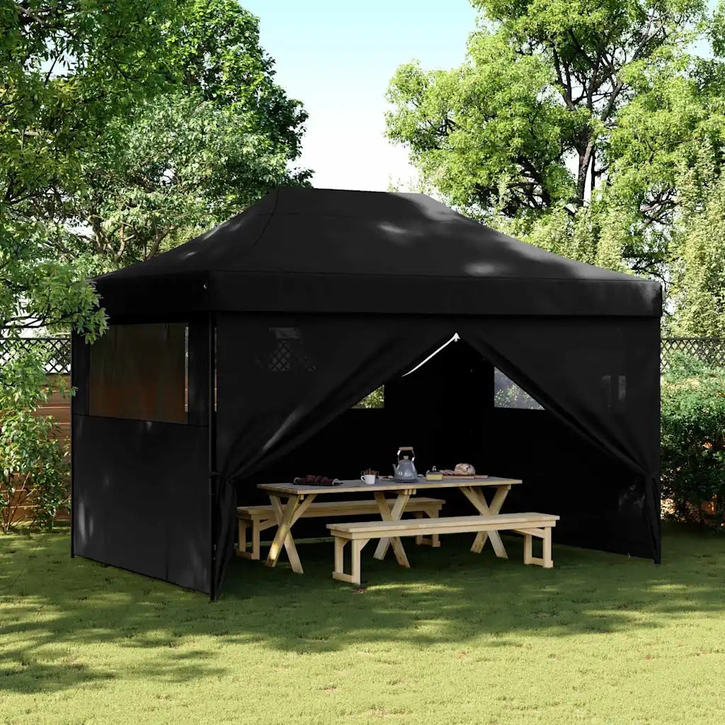 Tendone per Feste Pieghevole Pop-Up con 4 Pareti Nero 4005030