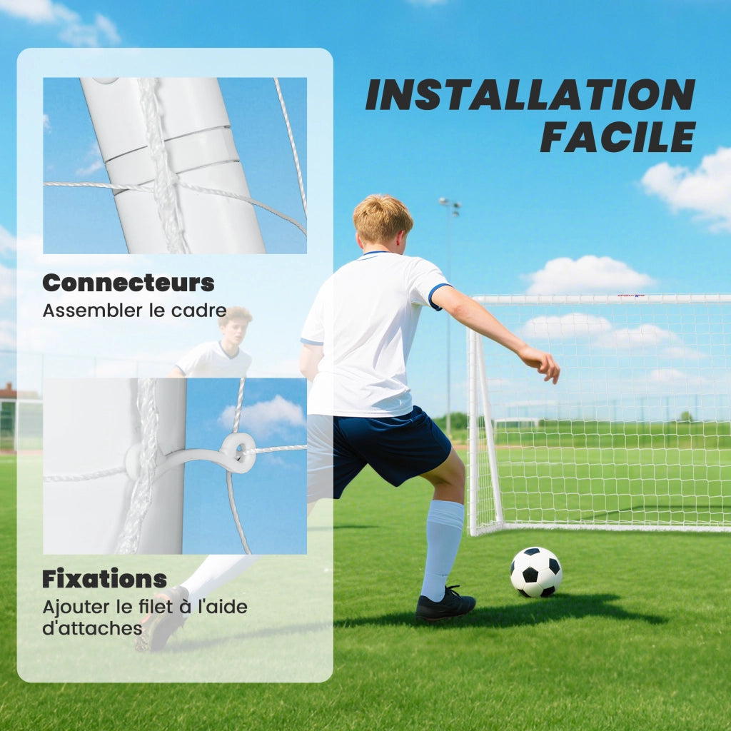 Set da calcio con rete ¨C zephmum ¨C PVC 2.4x1.8m bianco