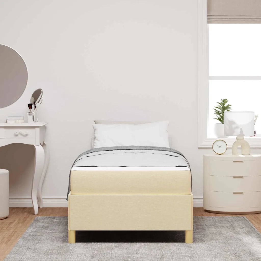 Struttura del letto con materasso Crema 90 x 200 cm Tessuto