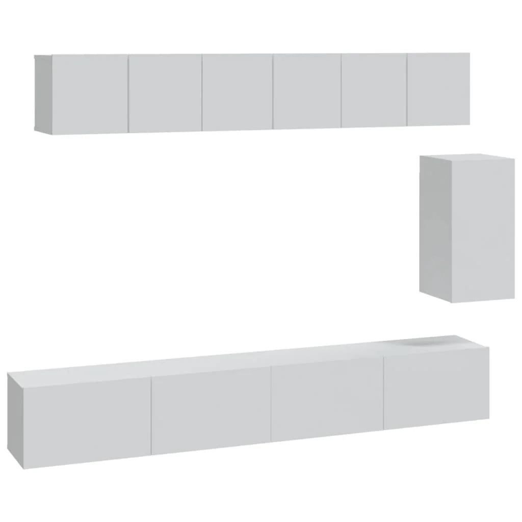 Set di mobili da 6 pezzi tra cui armadio credenza mobile TV televisore per soggiorno camera da letto salotto legno ingegnerizzato bianco 02_0025009