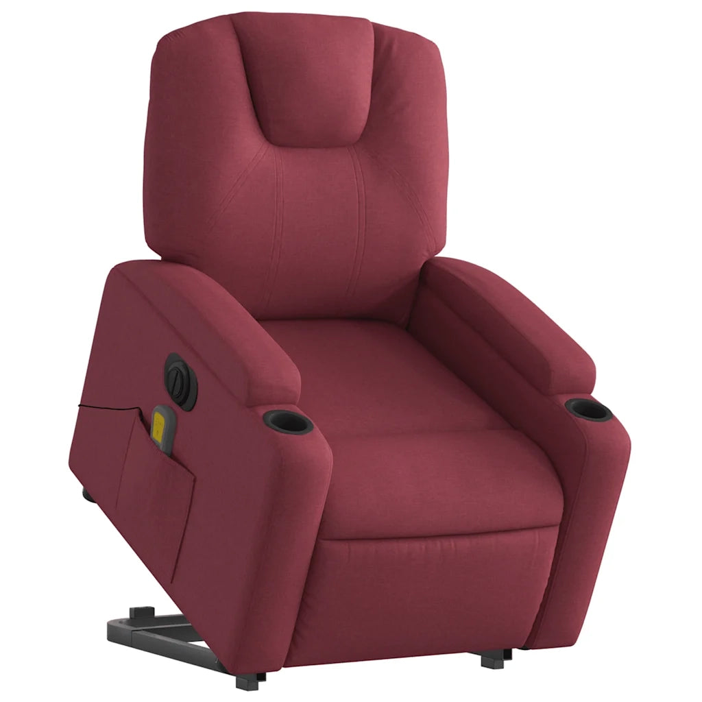 Poltrona Alzapersona Massaggiante Elettrica Rosso Vino Tessuto 3204407
