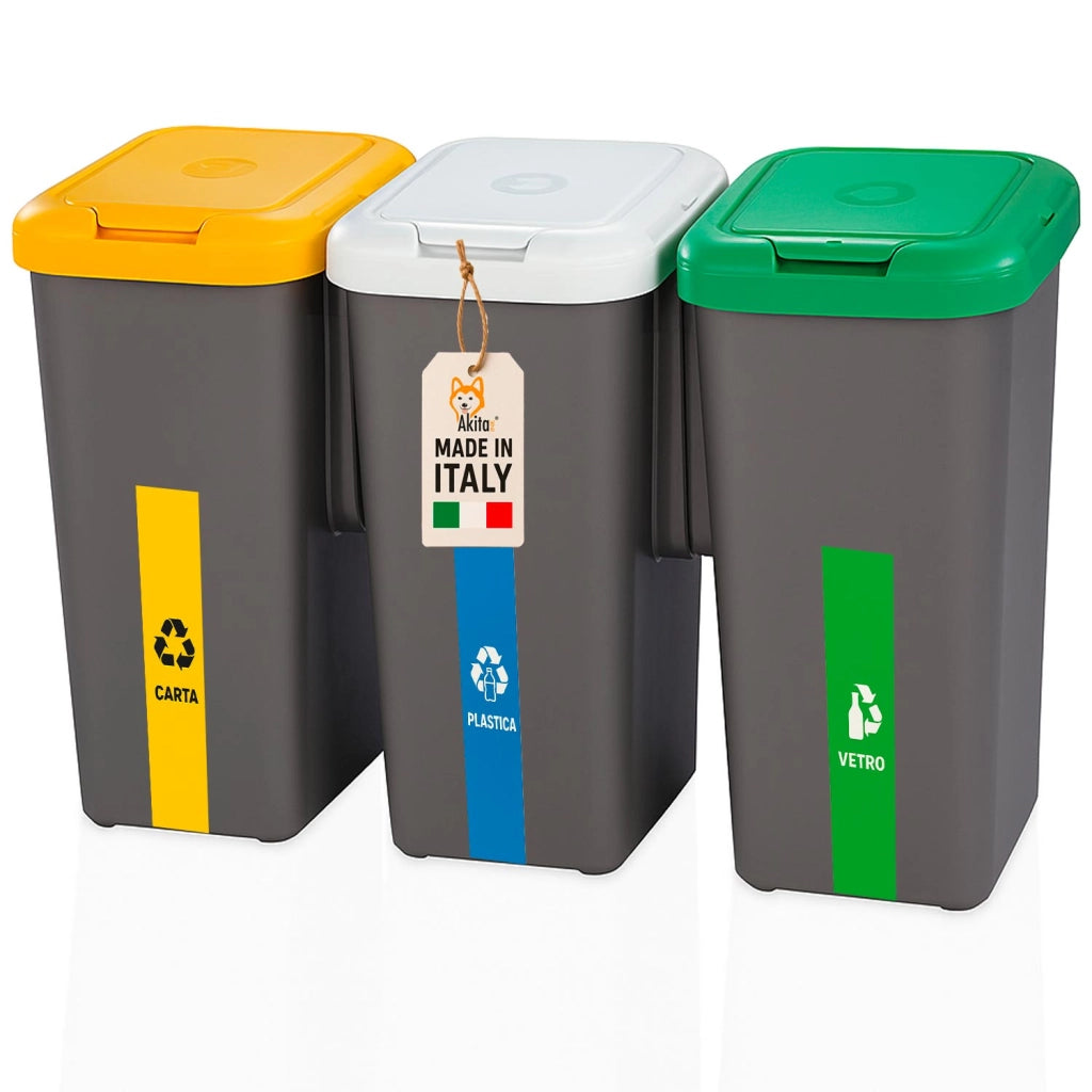 Akitaink Pattumiera Differenziata 3 Scomparti 75L Akirock