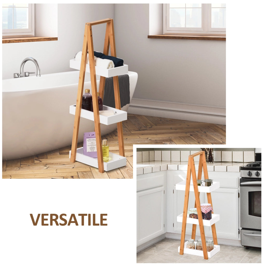 Ripiano Bagno 3 Ripiani ¨C Zephmum ¨C Legno e Grigio 30x18x81cm