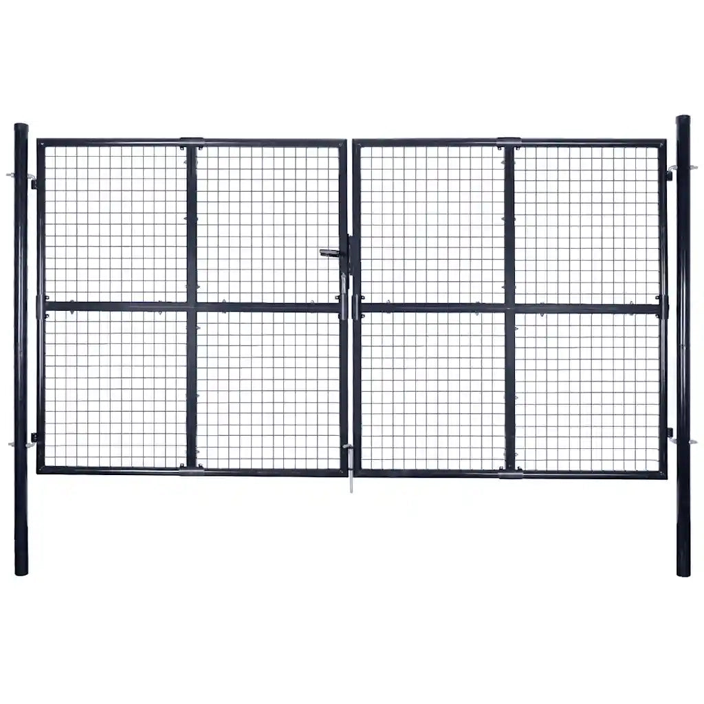 Cancello da Giardino Rete di Acciaio Zincato 300x200 cm Grigio 143367