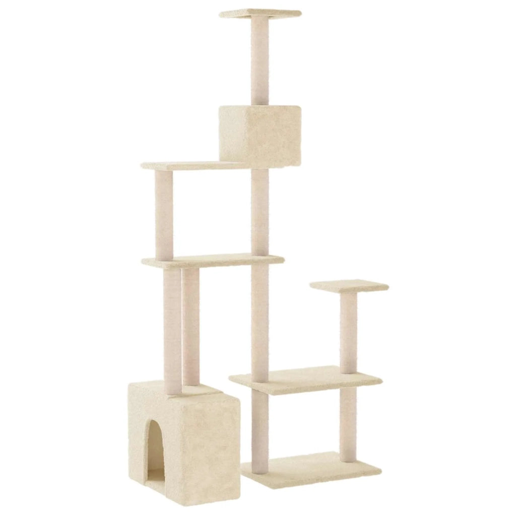 Albero per gatti con pali per graffiare in sisal Crema 177,5 cm