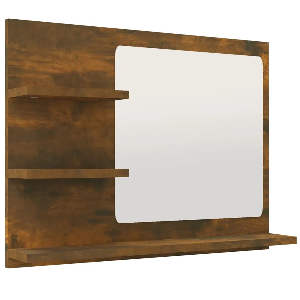 Specchio da bagno-Specchio decorativo Rovere Fumo 60x10,5x45cm in Legno Multistrato