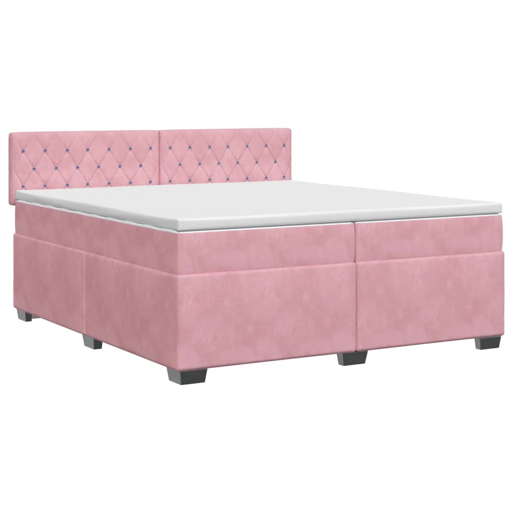Letto box spring con materasso Rosa 200 x 200 cm Velluto 3450781