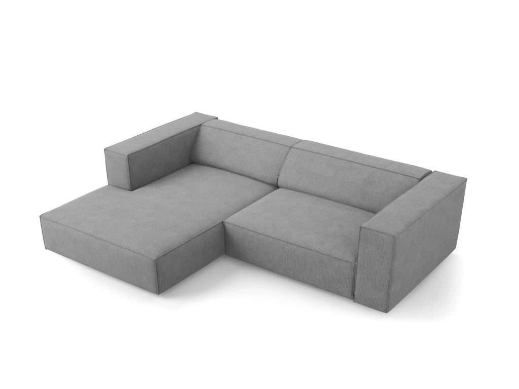 Cosmopolitan Design - Divano angolare sinistro "Arendal" 3 posti in ciniglia con effetto a coste grigio scuro 