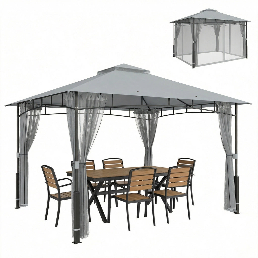 Carpa da giardino con pareti in rete UPF50+ ¨C zephmum ¨C grigio 360x300x275 cm