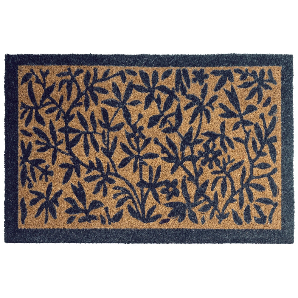 Zerbino in fibra di cocco naturale con fondo antiscivolo 40 x 60 cm Antiscivolo Decorativo Motivo foglie Zerbino di benvenuto