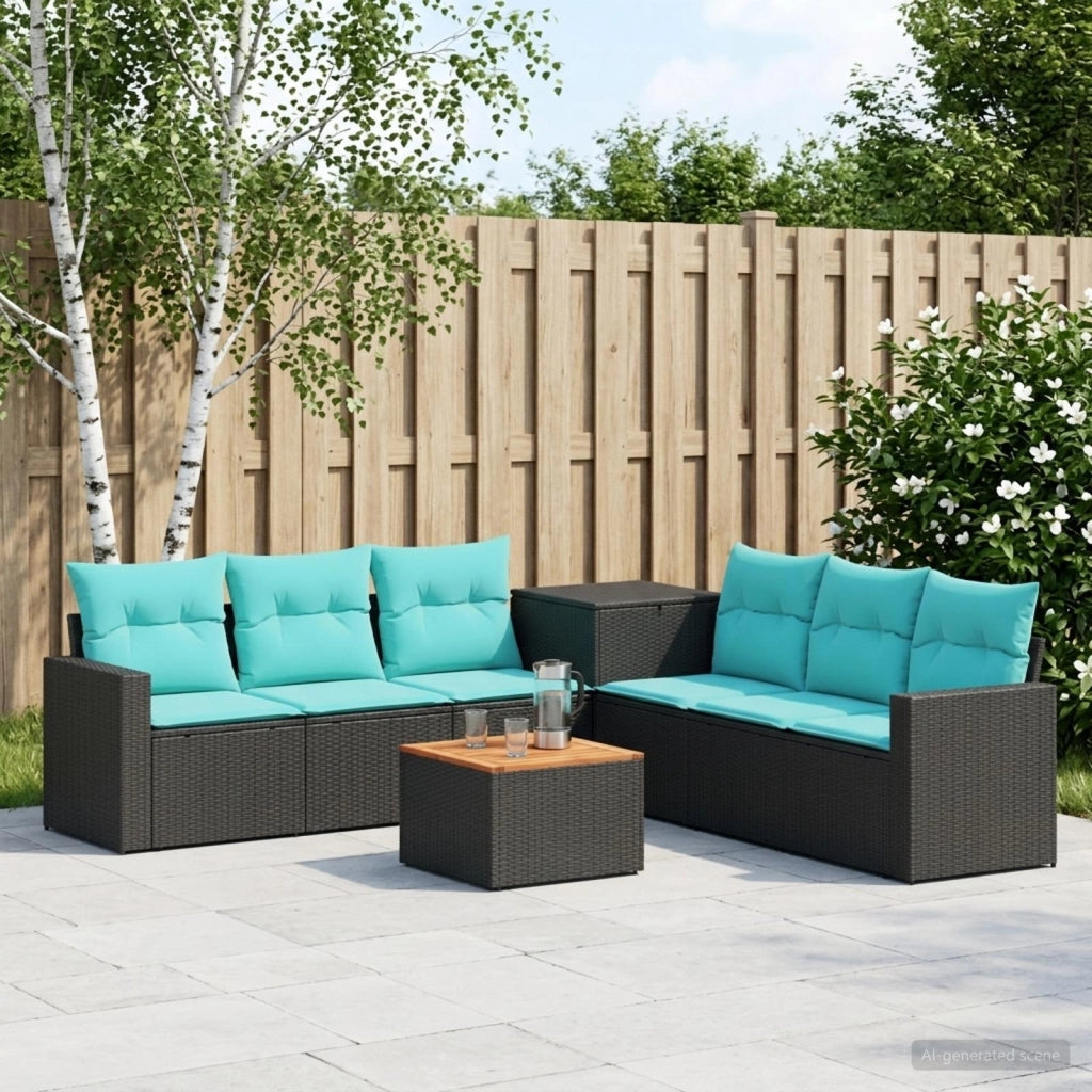 Set di divani 8 pz Nero e Blu 55 x 55 x 37 cm 3448322