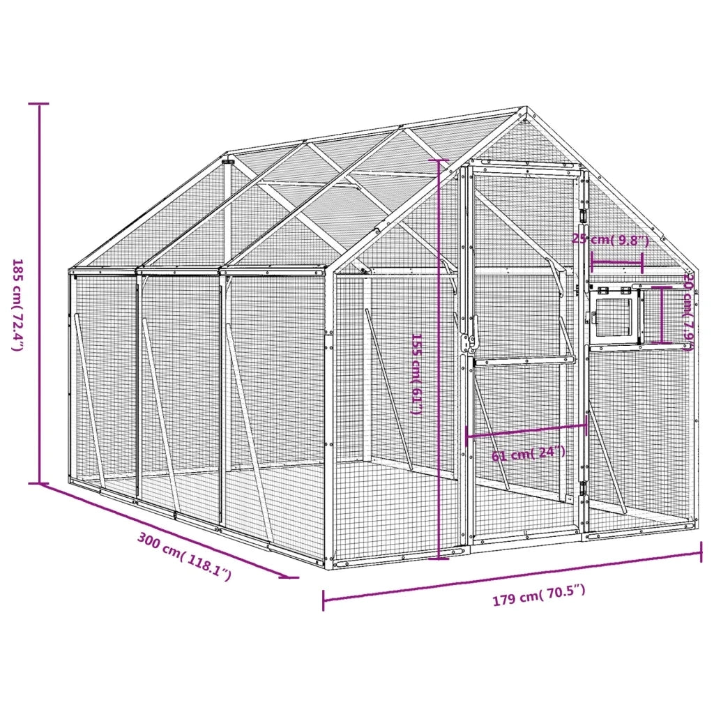 Voliera Argento 1,79x3x1,85 m in Alluminio CFW7905221