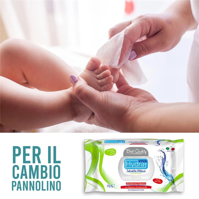 MAURY'S SET 6CF SALVIETTE DETERGENTI UMIDIFICATE MILLEUSI RED HARMONY 72PZ PER ADULTI E BAMBINI