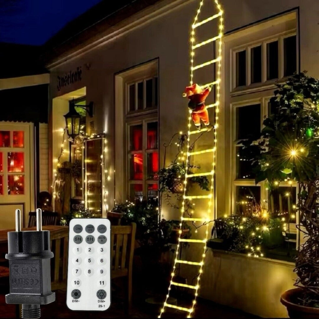 Babbo Natale su scala luminosa a LED per decorazioni natalizia luci calda fredda