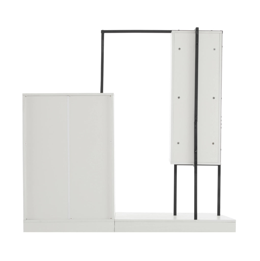 Mobile contenitore con 4 cassetti e appendiabiti; 100 x 40 x 135 cm; bianco e nero