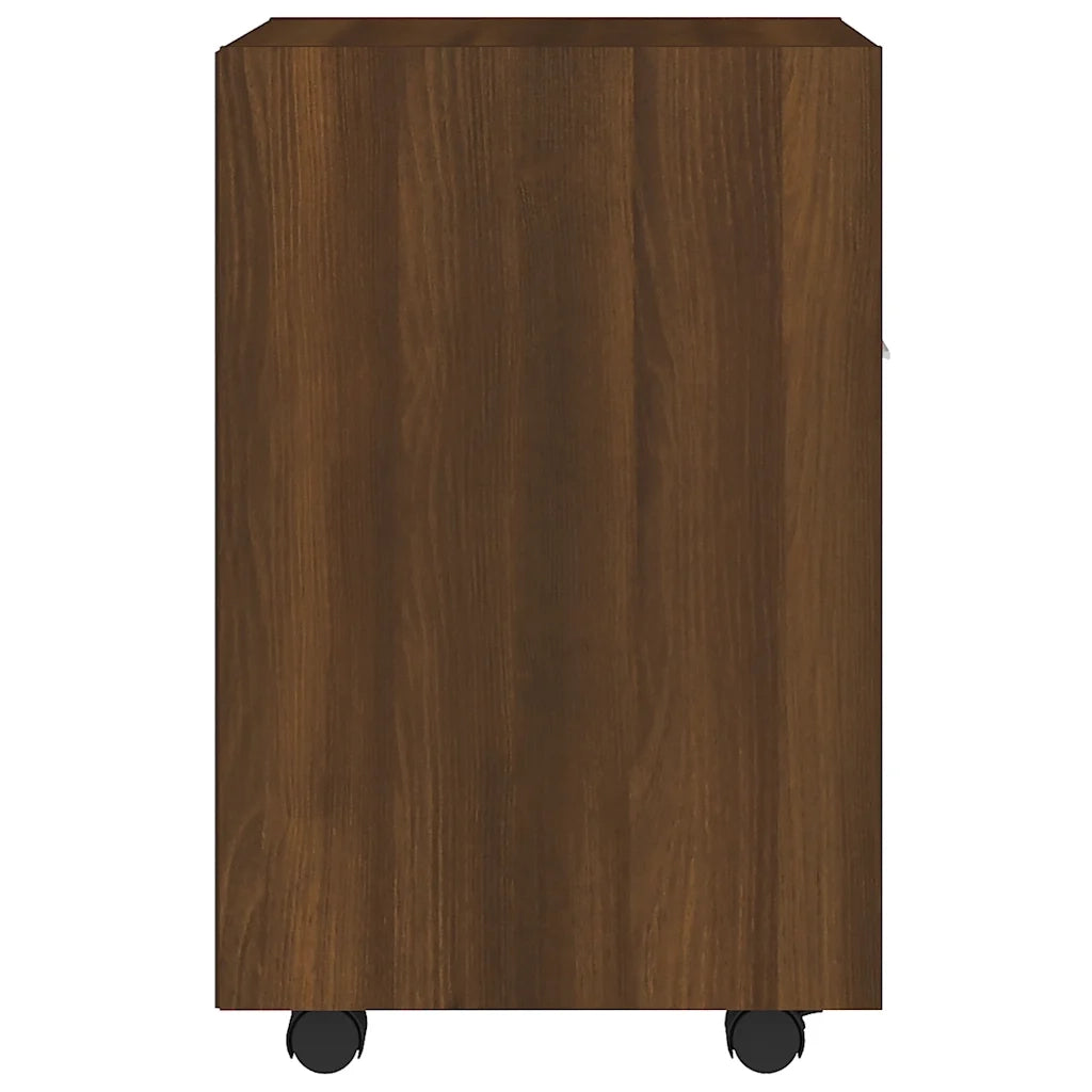 Mobiletto con Ruote Rovere Marrone 33x38x60cm Legno Multistrato 815854