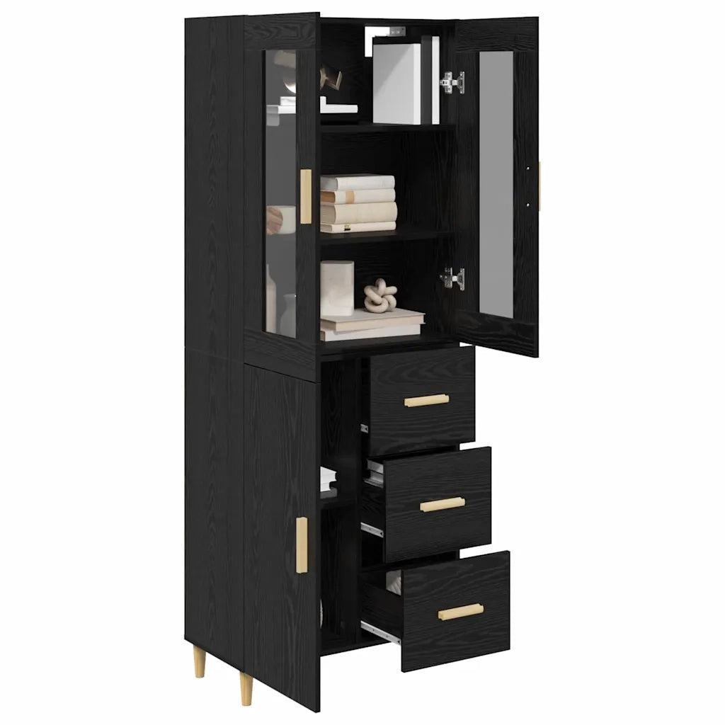 Credenza-Buffet-Armadio da cucina Rovere Nero 69,5 x 34 x 180 cm Legno multistrato 770807