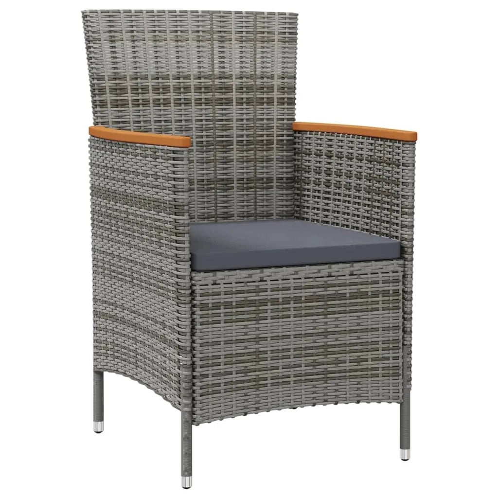 Set da Pranzo Esterni 11pz con Cuscini Polyrattan Nero e Grigio 3094940