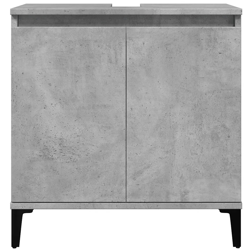Set Mobili da Bagno 3 pz Grigio Cemento in Legno Multistrato 3324948