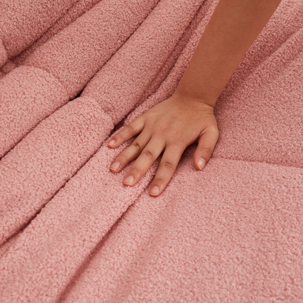 Poltrona lounge modulare rosa in ciniglia con schiuma elastica