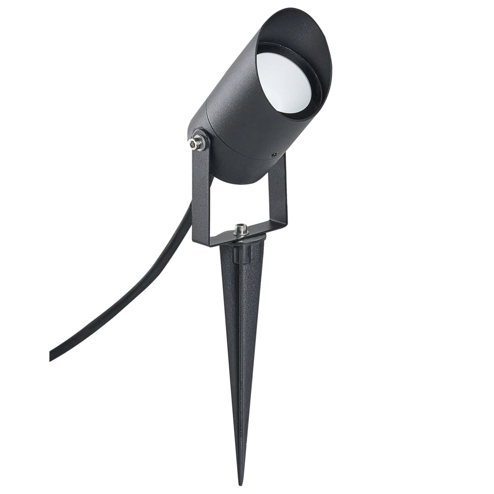 Set di 2 faretti da esterno a LED con picchetto in alluminio nero per giardino, stile moderno
