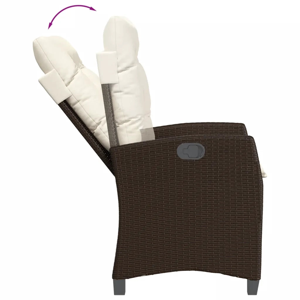 Set Bistrò 3 pz con Cuscini Marrone in Polyrattan