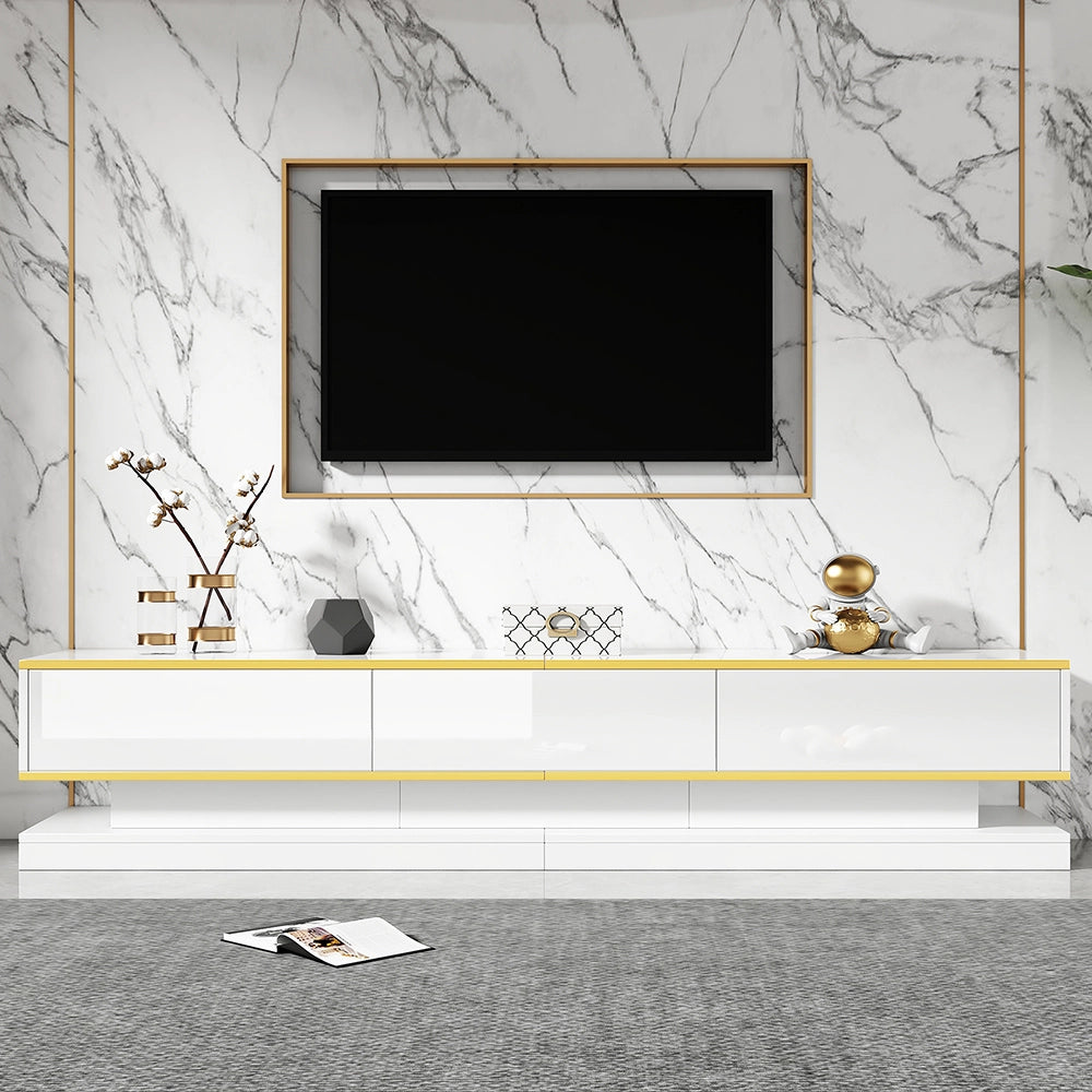 Set mobile TV+tavolino - Xylo - 3+2 cassetti bianco oro
