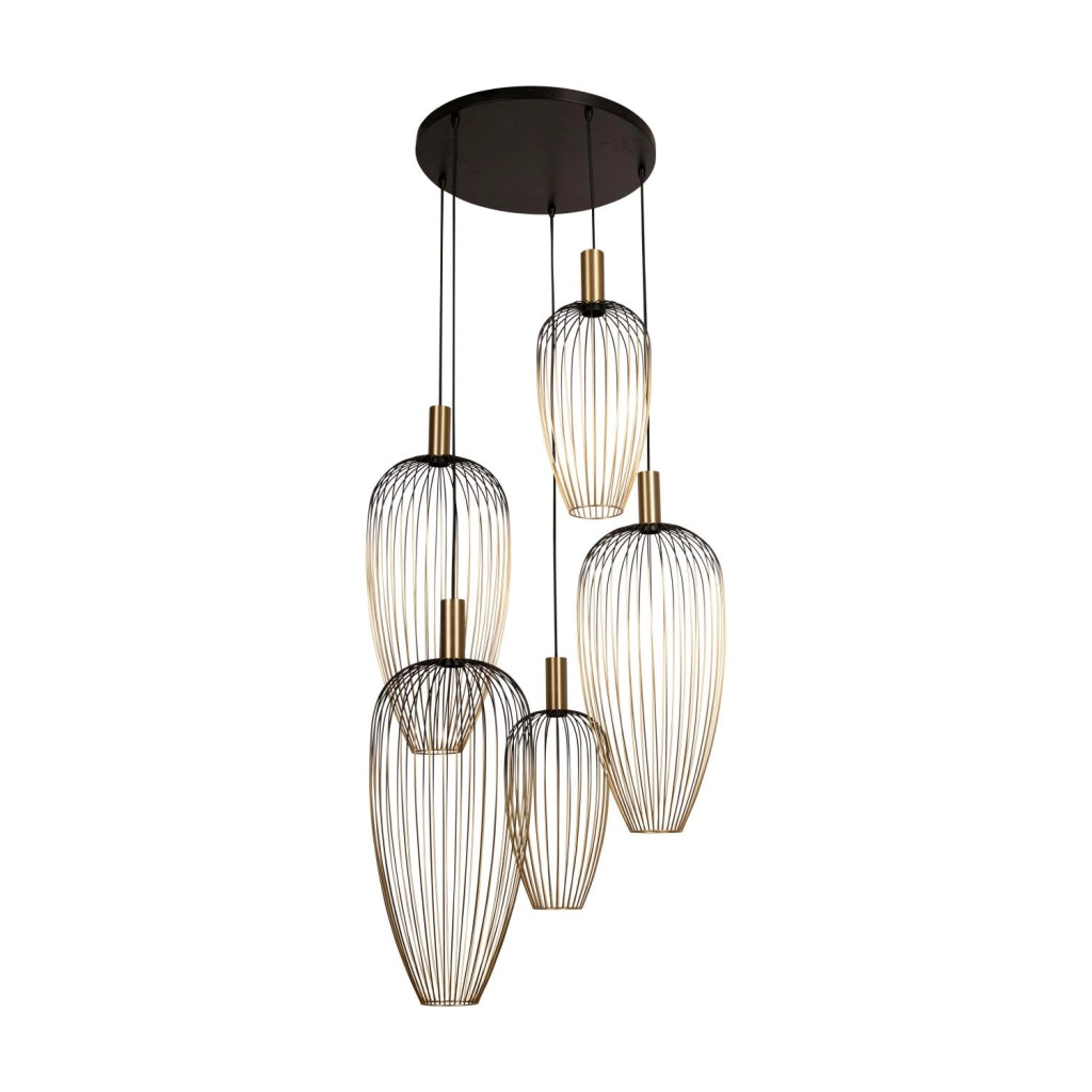 Lampada sospesa industriale AURELIE 5xGU10 oro nero Lucide